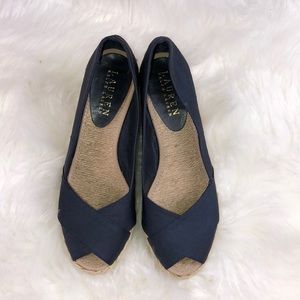 Ralph Lauren Navy Cecilia Wedge Sandals Sz: 6